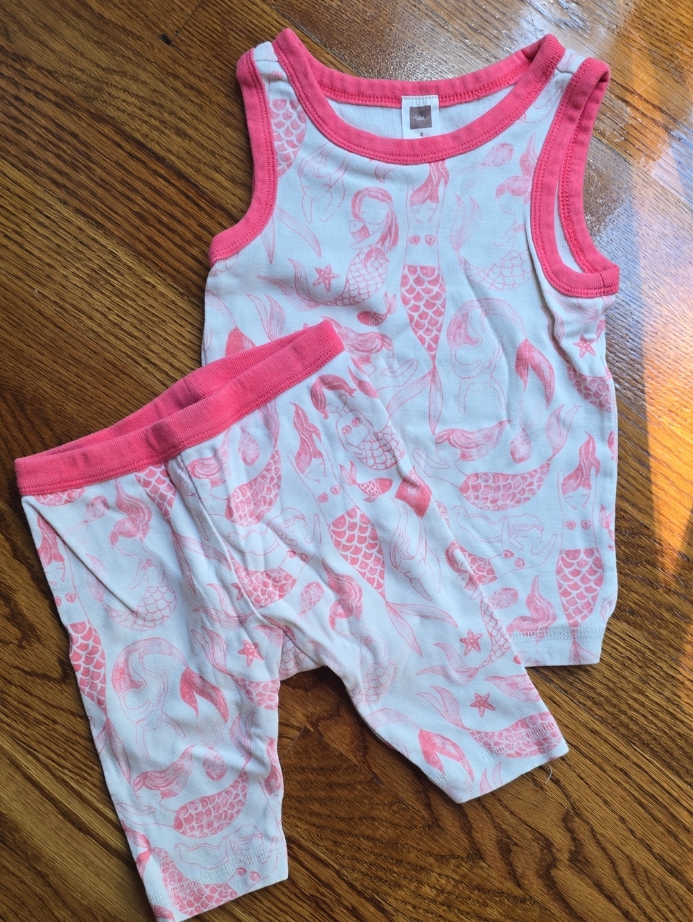 Tea Collection Coral Pink Mermaid Tank & Shorts Pajama Set